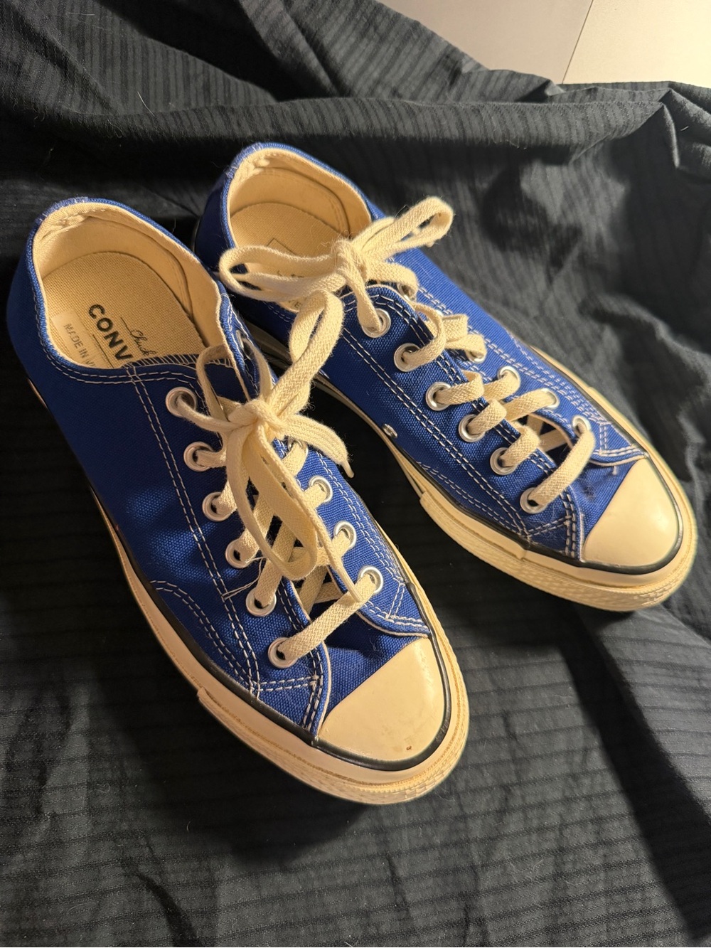 Converse Kids Blue Canvas Low-Top Sneakers with Cream Accents
